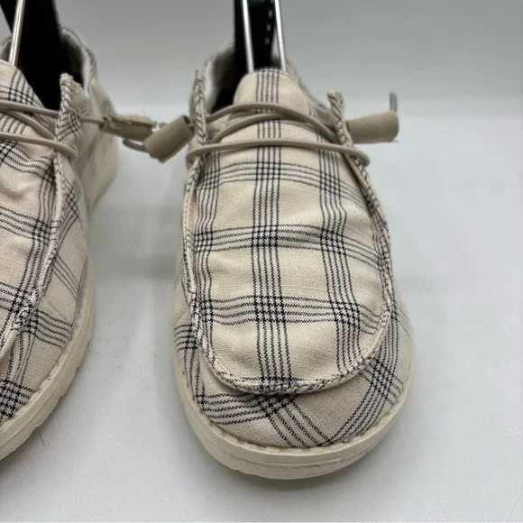 Hey Dude Wendy Plaid Beige Women’s Size 7 121410558 Casual Comfort Slip On Shoes - Picture 10 of 16